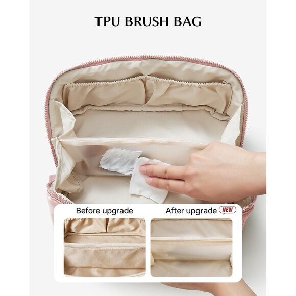 Women AA-Brown Large Capacity Cosmetic Travel Makeup Waterproof Portable Bag - Picture 6 of 6